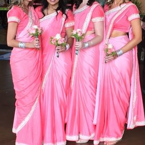 Pink Rhinestone Indian Sari